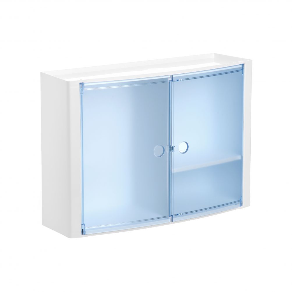 Armario Horizontal con 2 Puertas Tatay 4439000 Kristal Color Azul translúcido plástico, 46 x 17 x 32 cm 
